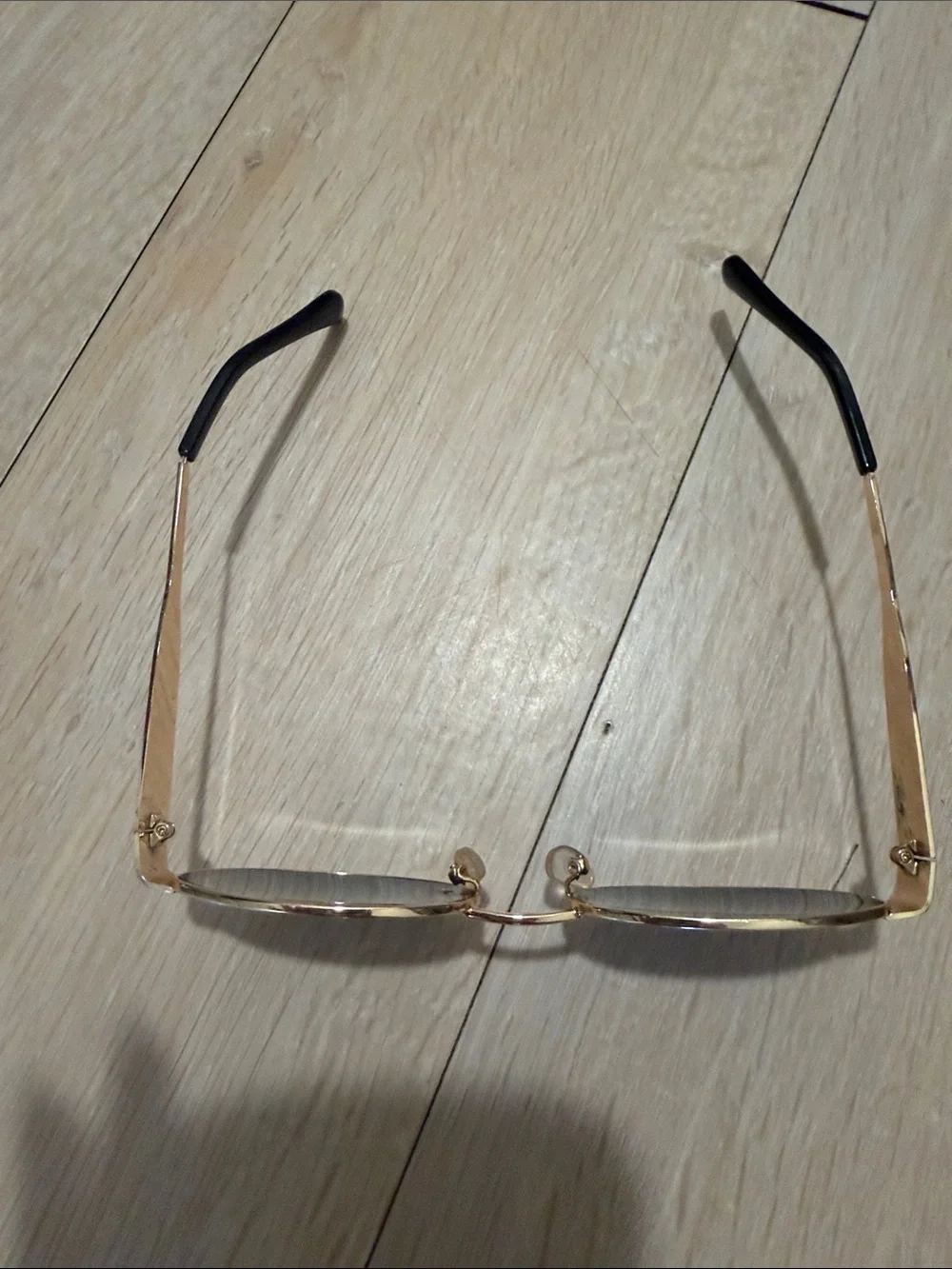 Gold Oval Sunglasses with Black Lenses - Picture 4 of 5